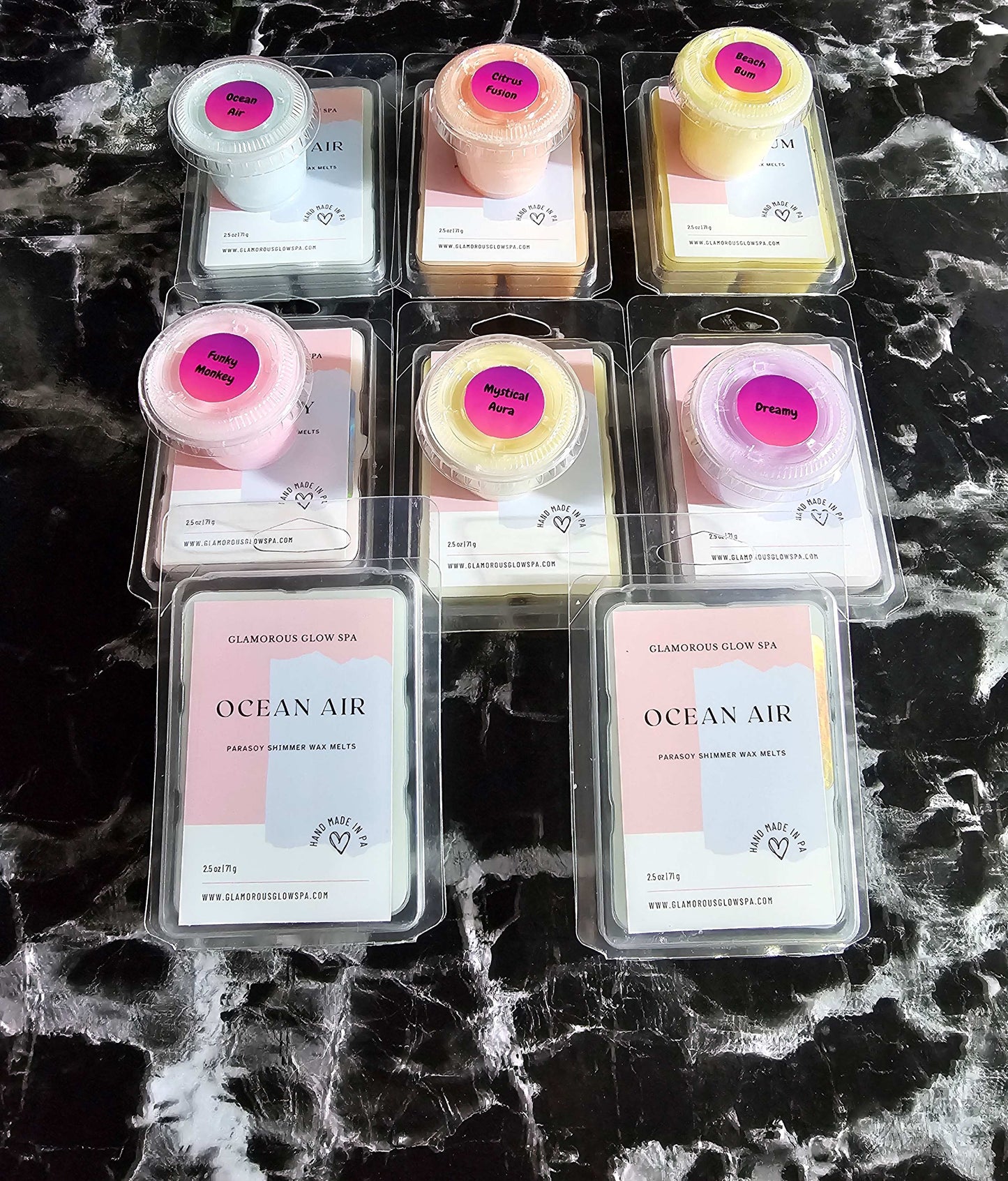 6 Cube Clamshell Shimmer Wax Melts (Choose Scent)