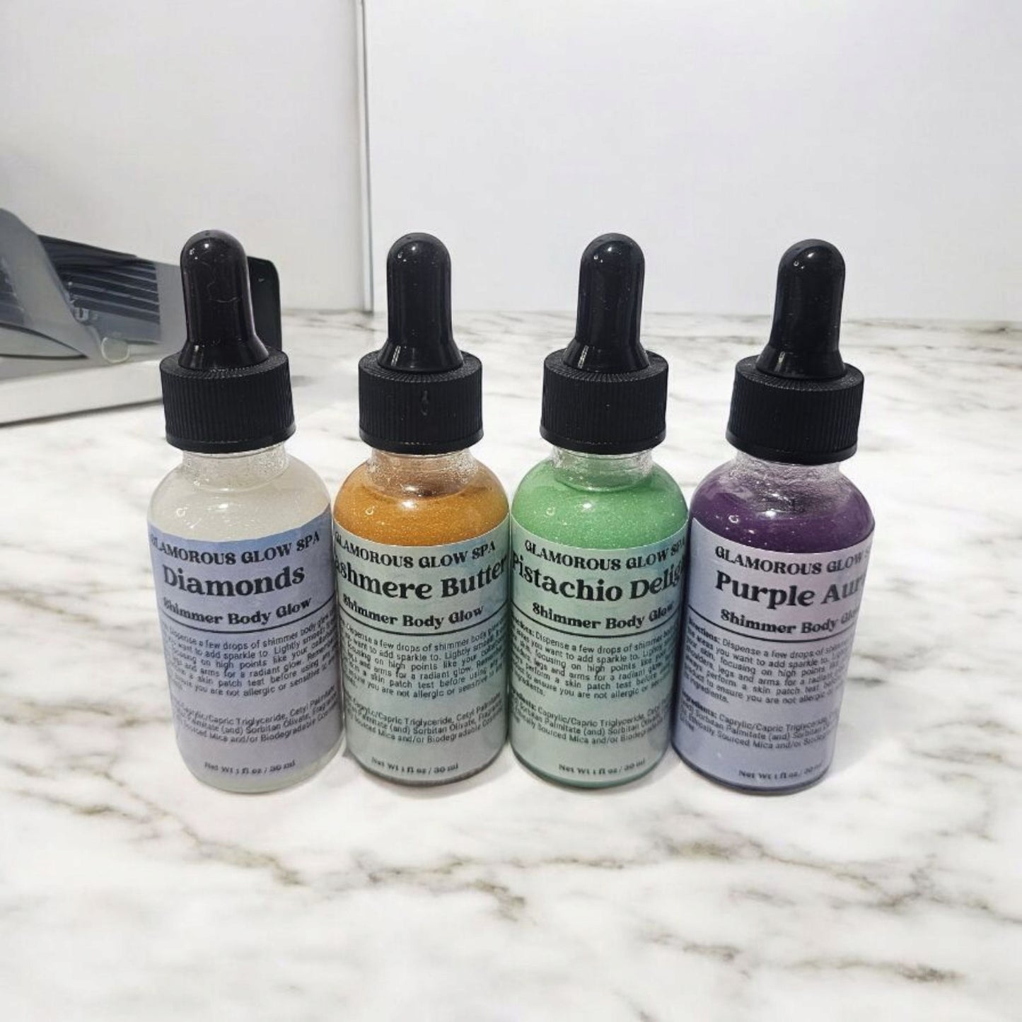 Shimmer Body Glow Oils - 1oz Luxurious & Glowing with Ultra-Fine Shimmering Pigments