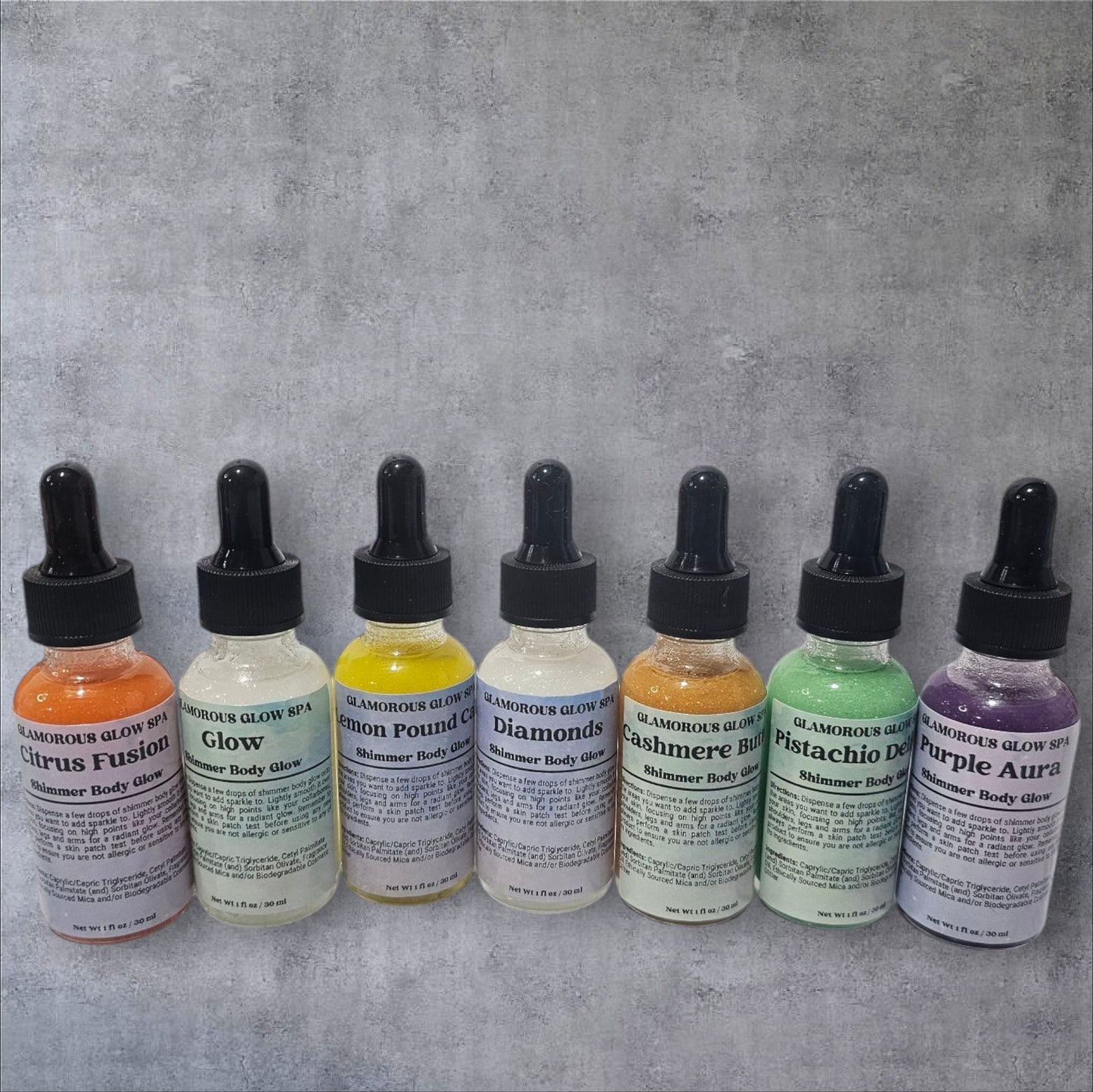 Shimmer Body Glow Oils - 1oz Luxurious & Glowing with Ultra-Fine Shimmering Pigments